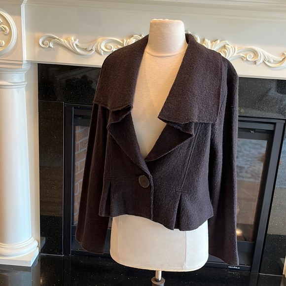 Wool coat jacket lightweight dark brown womens M Blazer Essentials by ABS - Picture 4 of 14